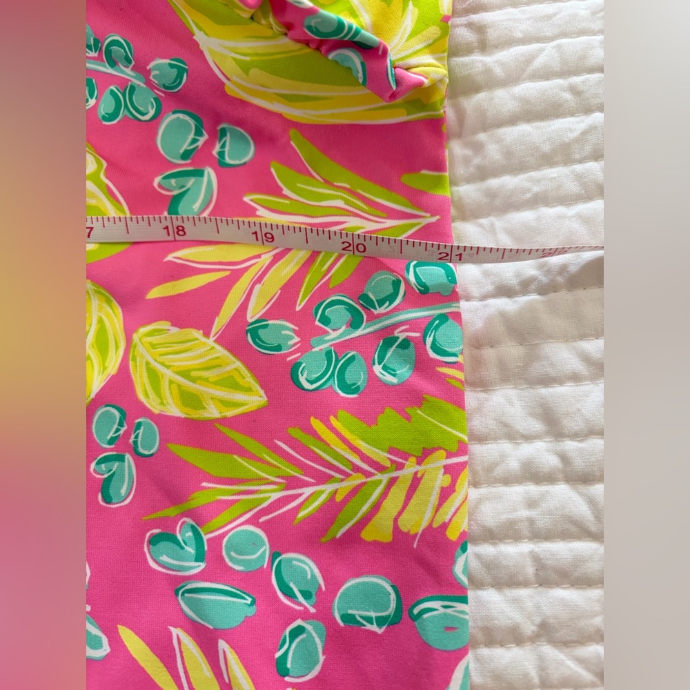 NWT SZ L Mary Square Women's Pink Tropical Print Ruffle Long-Sleeve zip up top - Picture 3 of 7